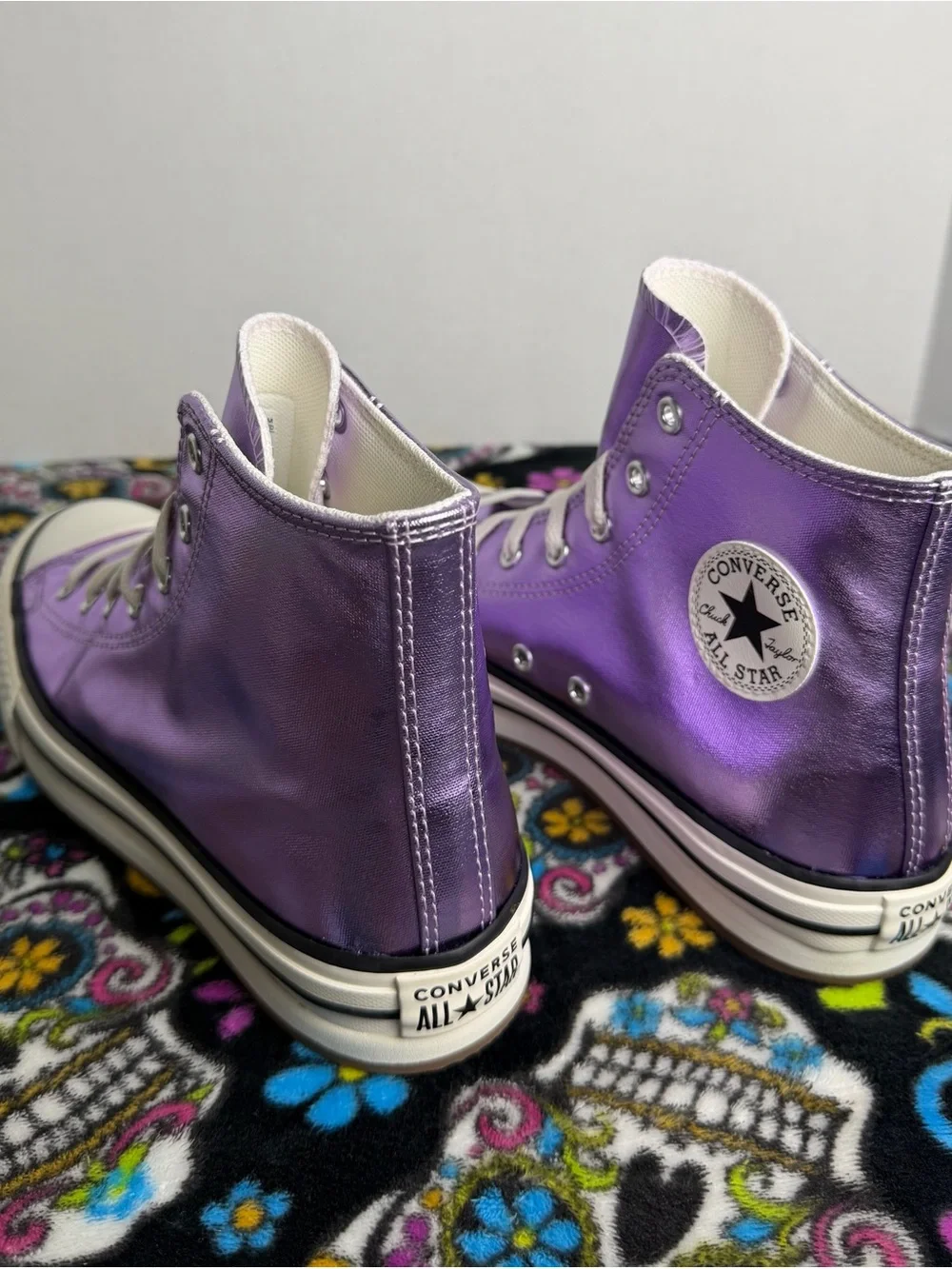 Converse Metallic Purple High-Top Kids Sneakers